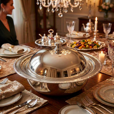Covered Ruban-Croisé Deep Serving Dish
