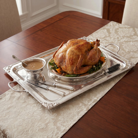Pearl Crafted Angles Rectangular Serving Tray with Handles