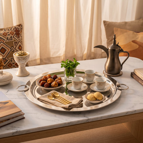 Modern Rounded Serving Tray with Handles