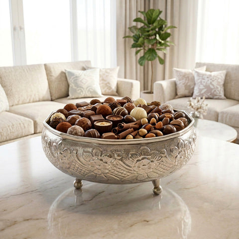 Footed Hammered Bowl