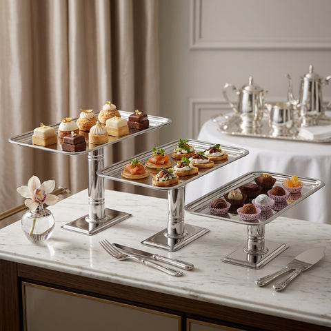 Trio-Dessert Stand Rectangular Set - 3 Heights