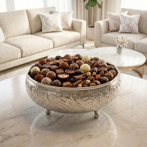 Footed Hammered Bowl